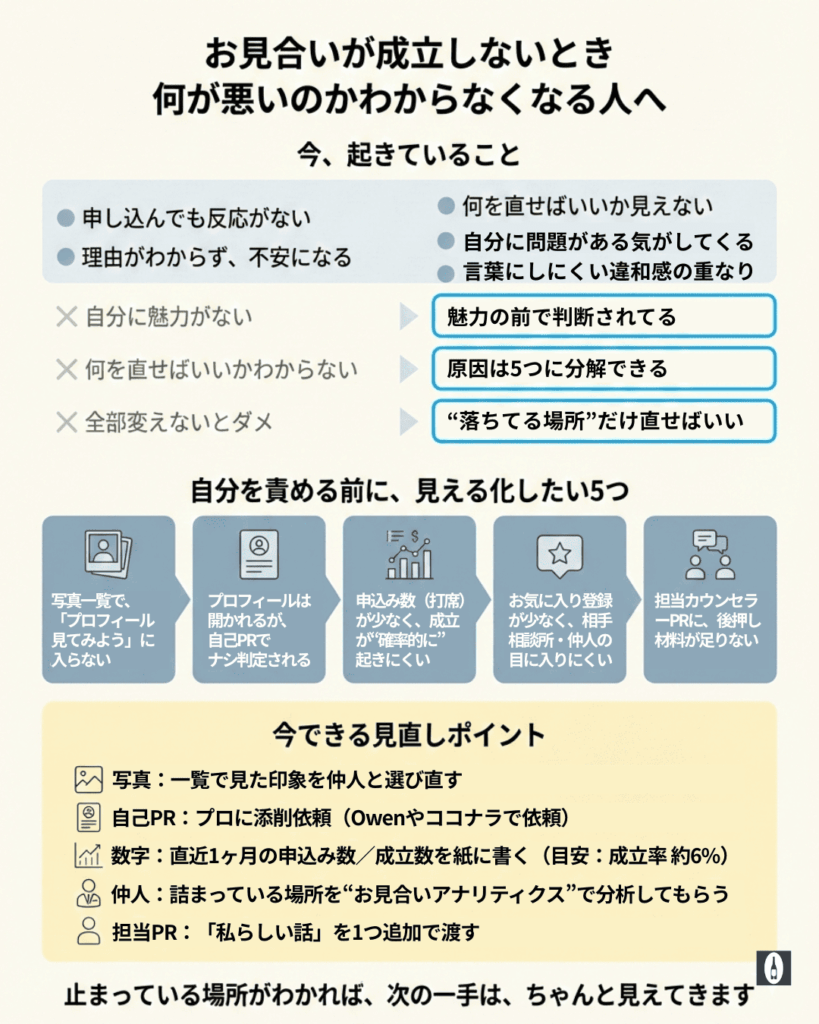 お見合いが成立しないとき｜図解